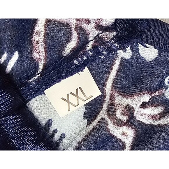 Floral Navy Blue Maxi Dress XXL W/Spaghetti Straps & Sheer Overlay Design - Picture 6 of 13